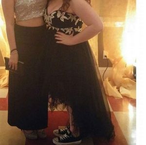 Strapless high low prom dress